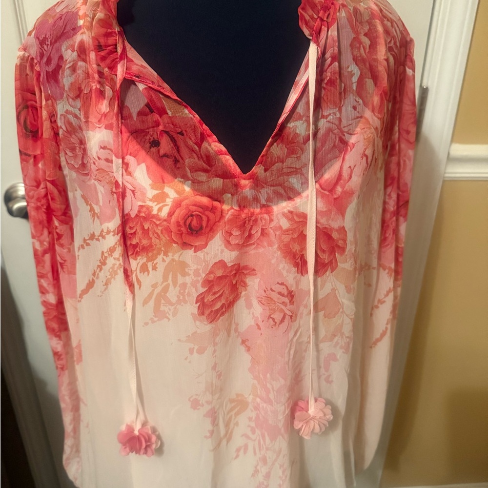 Rachel Zoe Ruffled Pink and White Top